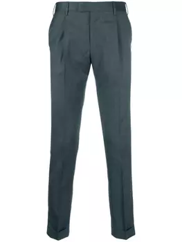 PT Torino зауженные брюки строгого кроя с заниженной талией, синий