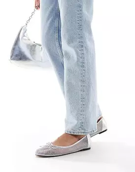 Public Desire – Lula – Балетки из серебристой сетки с бантом и ремешком