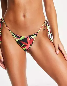 Public Desire – Плавки бикини с высоким вырезом и глубоким вырезом в яркий цветочный узор