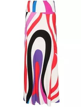 PUCCI длинная юбка с принтом Marmo, белый