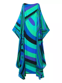 PUCCI длинное платье с графичным узором, зеленый