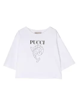 Pucci футболка с логотипом, белый