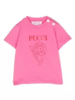 Pucci футболка с логотипом, розовый