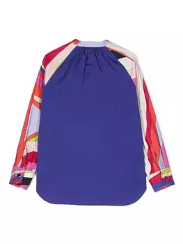 PUCCI Junior блузка с длинными рукавами и абстрактным принтом, фиолетовый