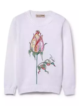 PUCCI Junior джемпер с цветочным принтом, белый