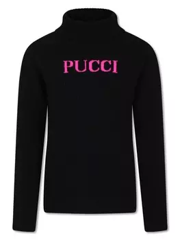 PUCCI Junior джемпер с логотипом и интарсией, черный