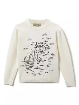 PUCCI Junior джемпер с вышивкой Pesci, белый
