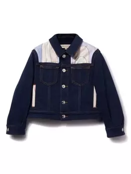 PUCCI Junior джинсовая куртка с принтом Marmo, синий