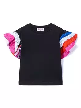 PUCCI Junior футболка из хлопка с иридовым принтом, черный