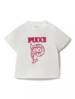 PUCCI Junior футболка из вышитого хлопка, белый