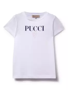 PUCCI Junior футболка с логотипом, белый