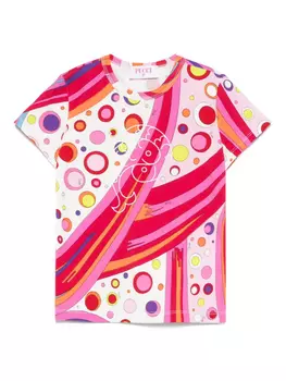 PUCCI Junior футболка с принтом Fontane, розовый