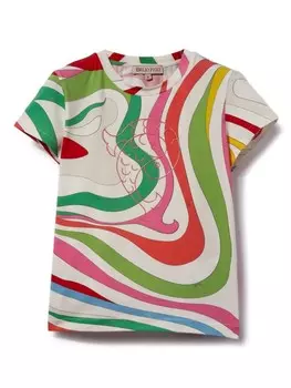 PUCCI Junior футболка с принтом «мармо», белый