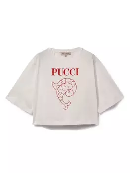 PUCCI Junior футболка с принтом Pesci, белый