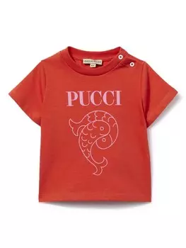 PUCCI Junior футболка с принтом Pesci, красный