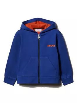 PUCCI Junior хлопковая толстовка с логотипом, синий