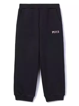 PUCCI Junior хлопковые джоггеры с логотипом, черный