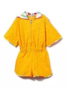 PUCCI Junior комбинезон с капюшоном и логотипом из букле, желтый