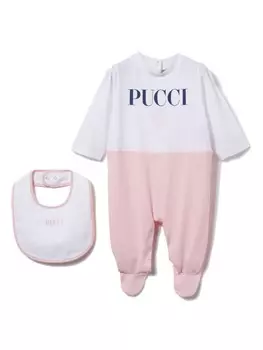 PUCCI Junior комплект для новорожденного с логотипом, белый