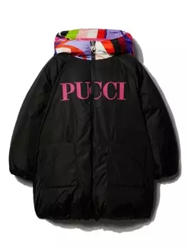 PUCCI Junior куртка-пуховик с логотипом, черный