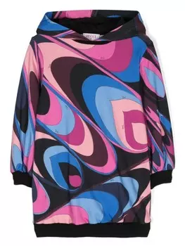 PUCCI Junior куртка с капюшоном и принтом «мармо», синий