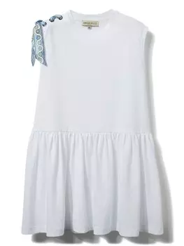PUCCI Junior платье без рукавов с шарфом, белый