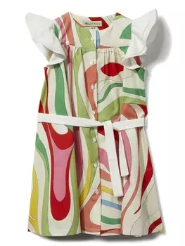 PUCCI Junior платье без рукавов с принтом, белый