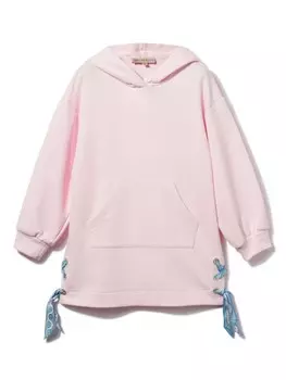 PUCCI Junior платье из джерси с капюшоном и логотипом, розовый