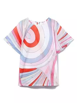 PUCCI Junior платье из хлопка с иридовым принтом, розовый