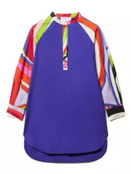 PUCCI Junior платье из хлопка с иридовым принтом, фиолетовый