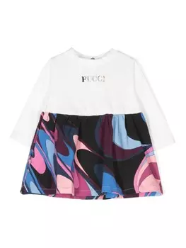 PUCCI Junior платье с абстрактным принтом, белый