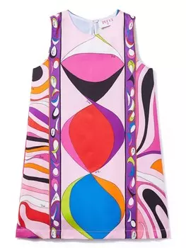 PUCCI Junior платье с микс-принтом, розовый