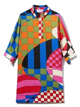 PUCCI Junior платье с принтом Giardino, красный