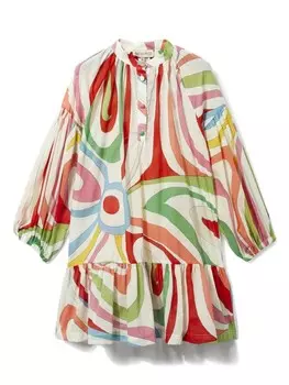 PUCCI Junior платье с принтом Marmo, белый