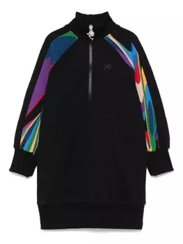 PUCCI Junior платье с вышитым логотипом, черный