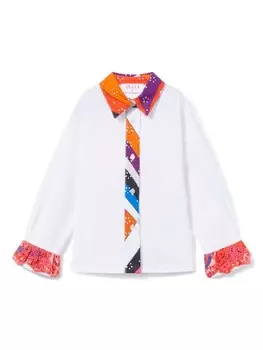 PUCCI Junior поплиновая рубашка с принтом «Ирид», белый