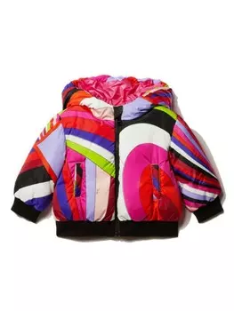 PUCCI Junior пуховик с принтом Iride, розовый