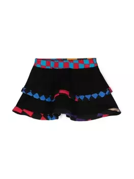 PUCCI Junior ярусная юбка мини с отделкой Giardino, черный