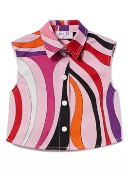 PUCCI Junior рубашка без рукавов с принтом «мармо», розовый