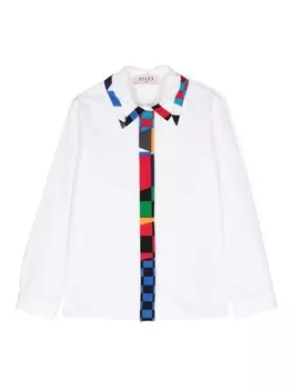 PUCCI Junior рубашка из поплина с отделкой Giardino, белый