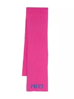 PUCCI Junior шарф в рубчик с жаккардовым логотипом, розовый