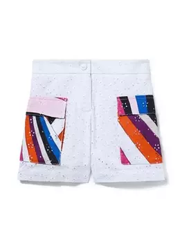 PUCCI Junior шорты из английской бродери с принтом Iride, белый