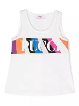 PUCCI Junior топ с логотипом, белый