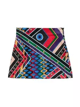 PUCCI Junior юбка А-силуэта с графическим принтом, черный