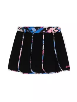 PUCCI Junior юбка-шорты с вышитым логотипом и контрастной отделкой, черный