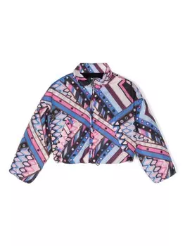 PUCCI Junior утепленная куртка с принтом Vivara, розовый