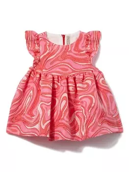 PUCCI Junior жаккардовое платье без рукавов с узором Marmo, красный