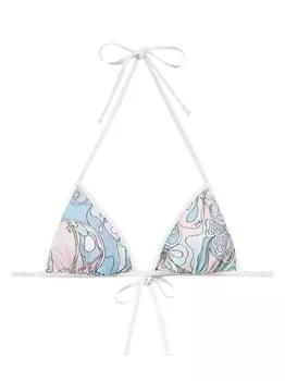 PUCCI лиф бикини с принтом Orchidee, синий