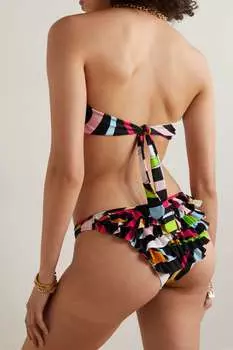 PUCCI Плавки бикини с принтом и оборками, черный