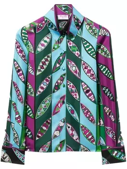 PUCCI шелковая рубашка с принтом Girandole, синий